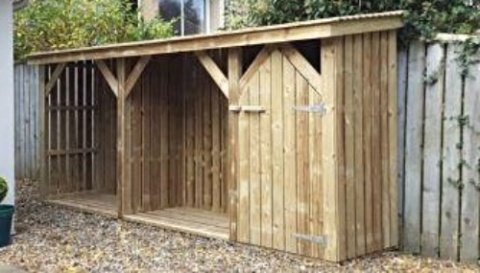 Long log store with a lockable section against a fence